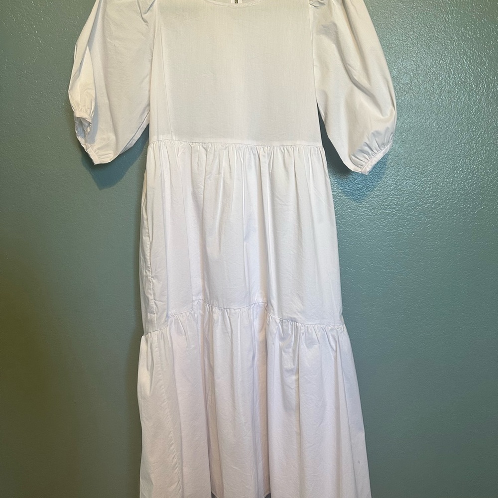 White Tiered Midi Sundress